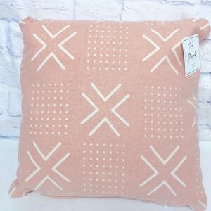 Two Threads pink and white decorative pillow 18x18 NWT